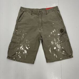 Vintage Y2k Element Olive Paint Splatter Skater Cargos 34x12